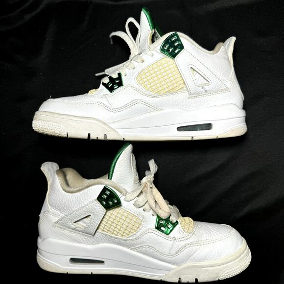 Size 5.5 - Nike Air Jordan 4 Retro GS Green Metallic Men's Shoes - Picture 2 of 8